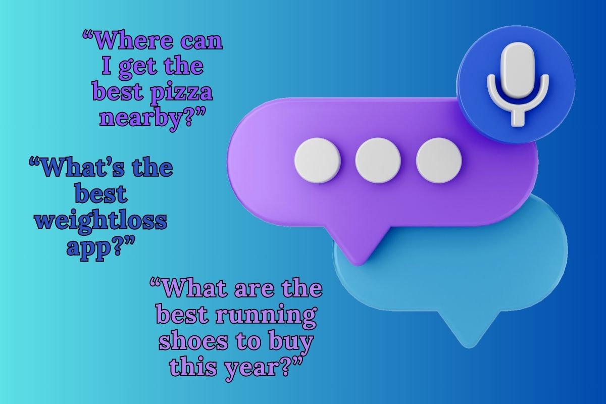 a visual representing voice search and seo with questions people usually ask written over the image