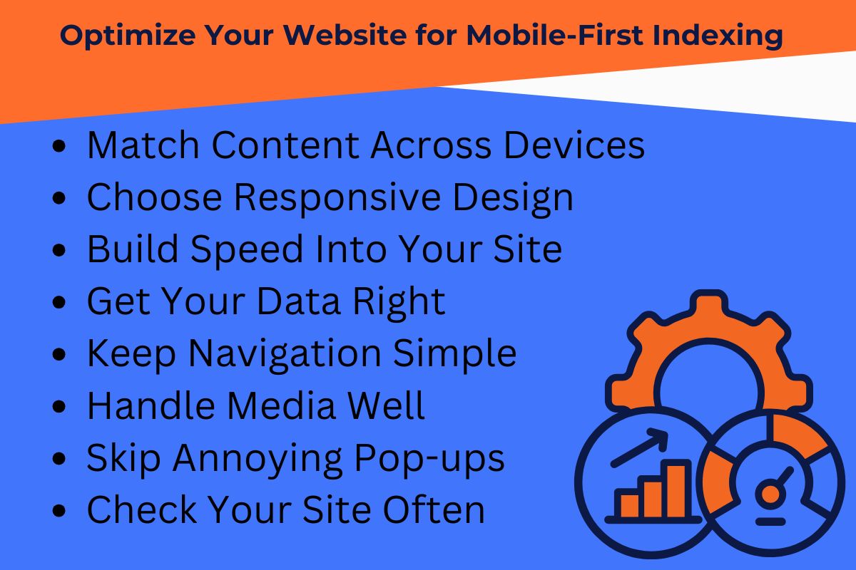 Checklist for optimizing a website for mobile-first indexing, featuring key strategies like responsive design, speed optimization, content consistency, and navigation improvements. Learn how to make website mobile friendly and enhance rankings in the Google mobile index by following SEO-proven strategies for a Google mobile-friendly website.