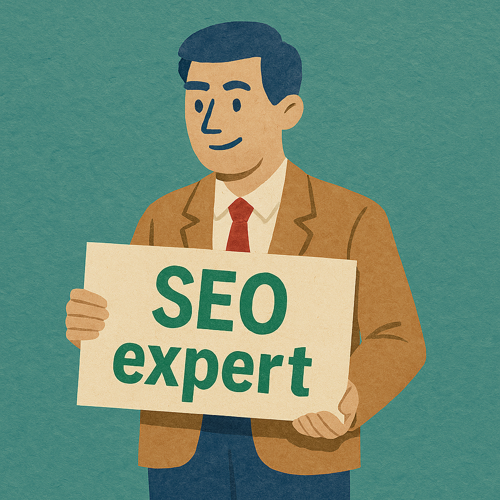 a corporate man holding a sign in his hands