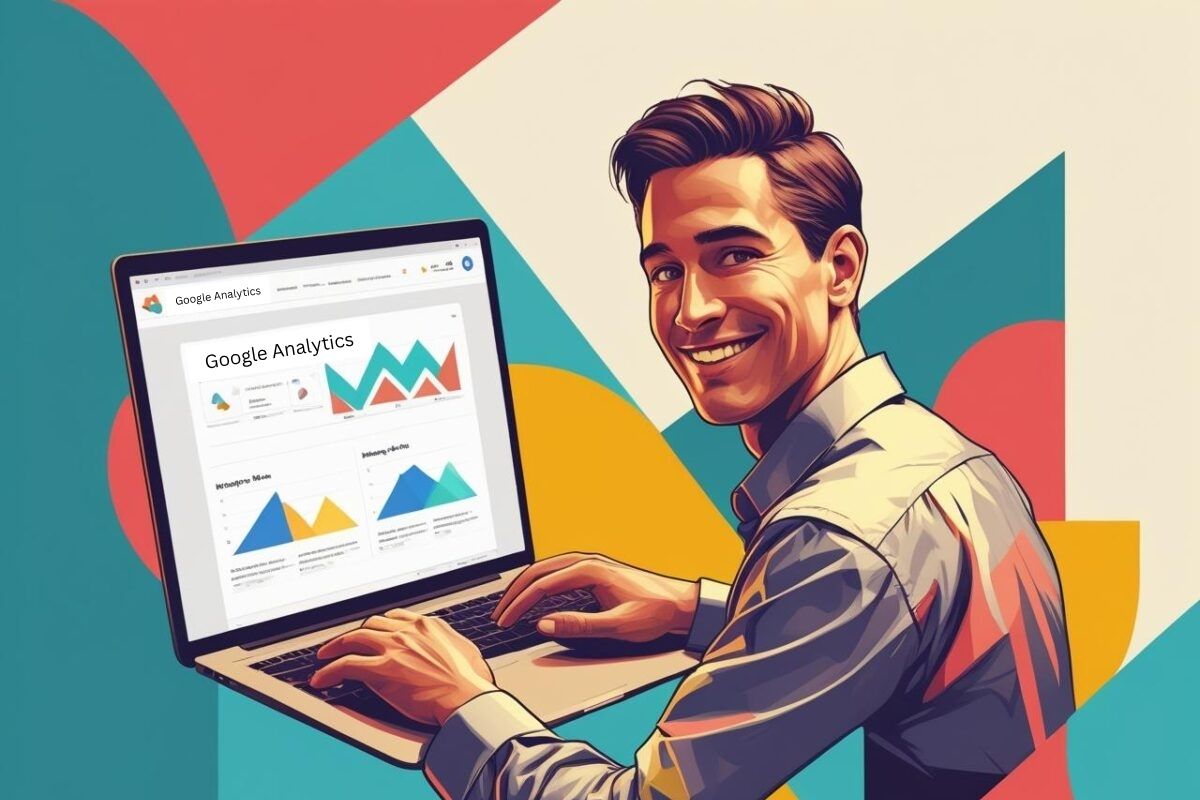Man using his laptop working on Google Analytics for SEO