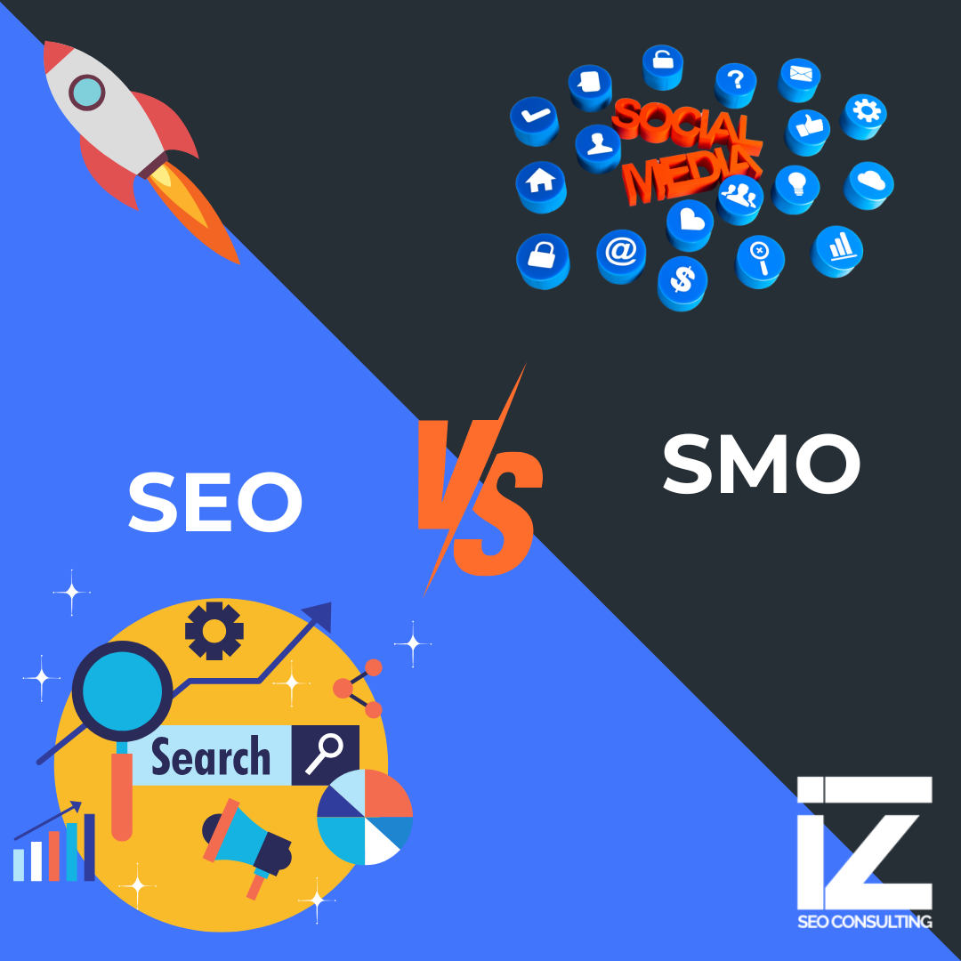SEO vs SMO design for a cover photo.